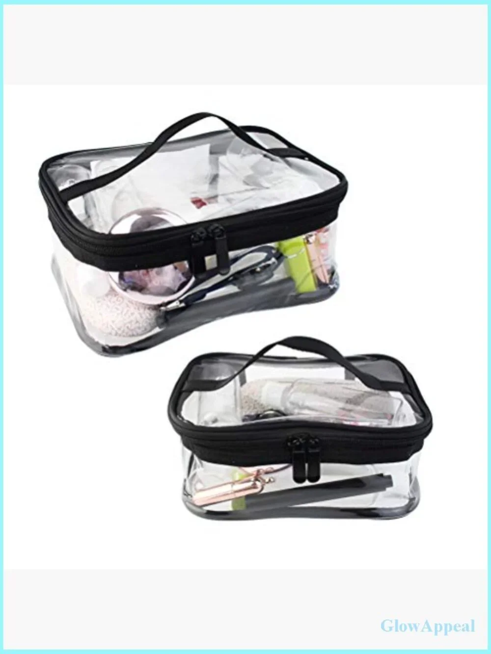 2 Pack Clear PVC Travel Cosmetic Bag Waterproof Toiletry Organizer with Handle